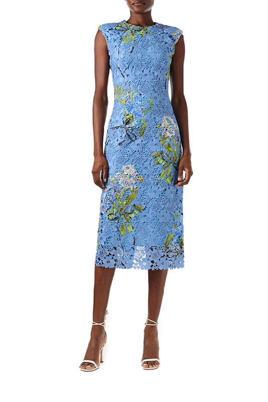 Trendy Pulse Sophisticated Cut Floral Printed Lace Sheath