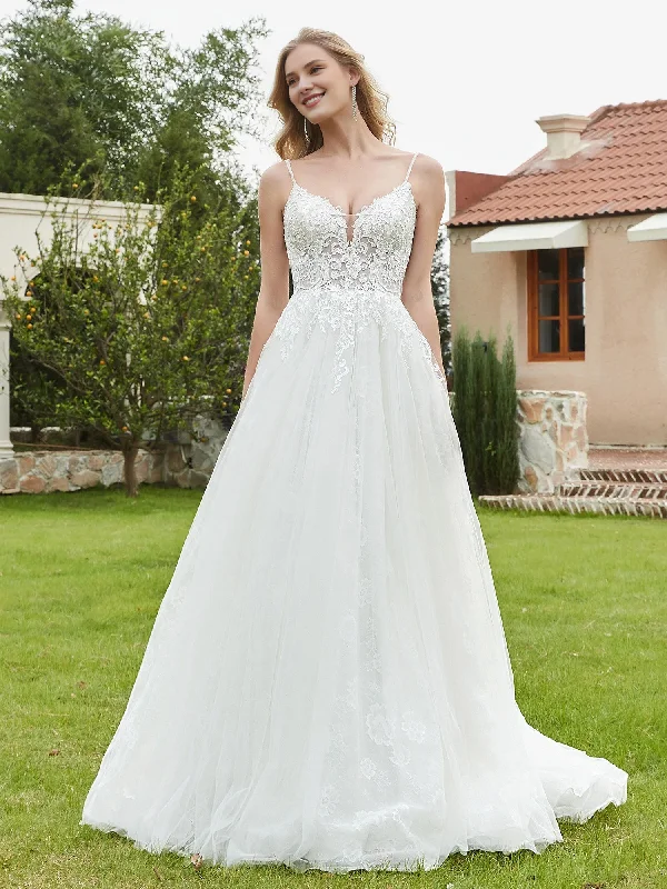 Stupidly Low Prices Casual Weekend Relaxed Style Thin shoulder strap V-neck backless bridal gown