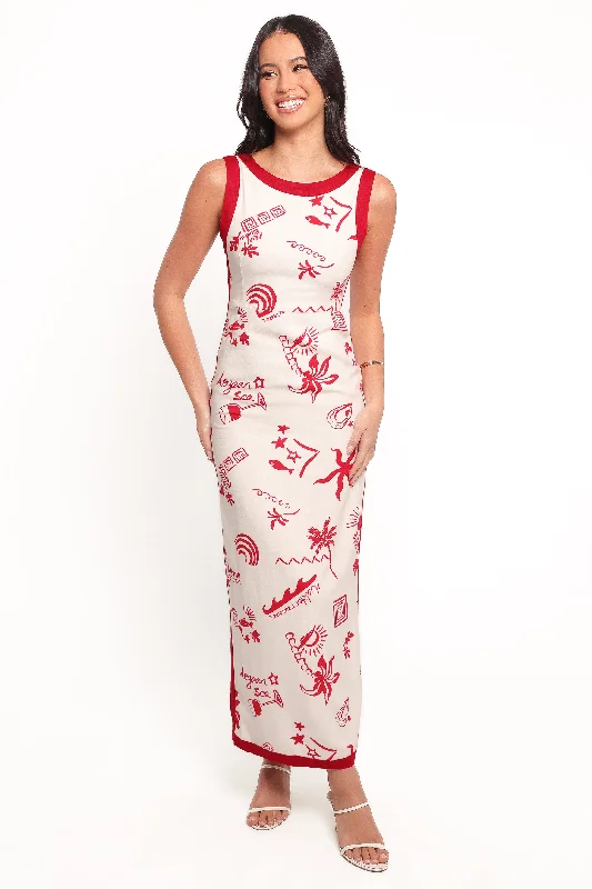 Timeless Style Promotions Effortless Sophistication Fiori Maxi Dress - Red