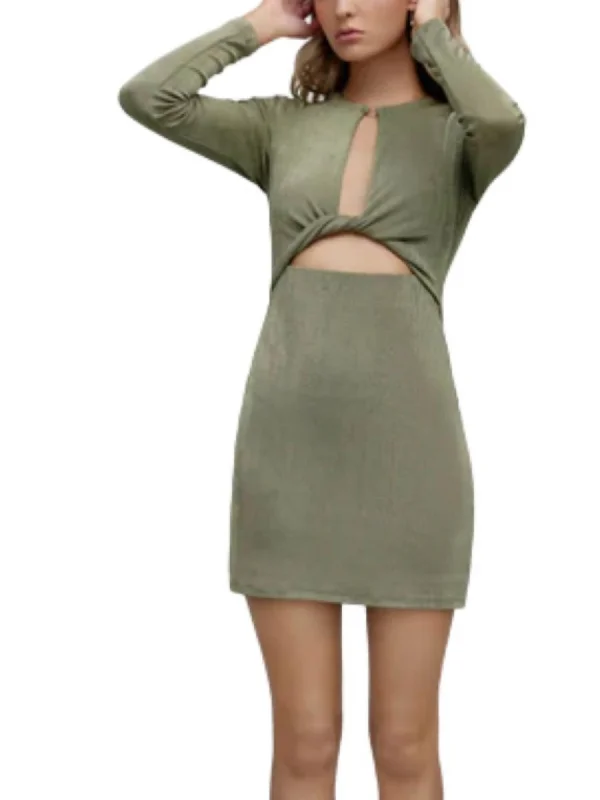 Must Haves Casual Elegance Ivy Mini Dress In Khaki