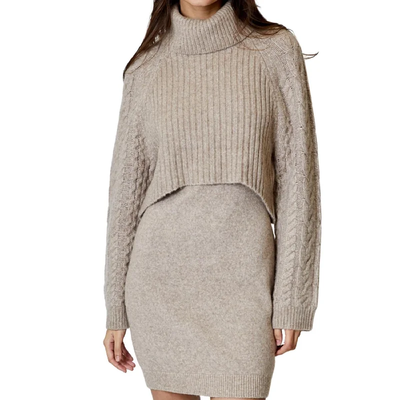 Browse Our Top Products Vintage Elegance Mal Sweater Mini Dress In Mushroom