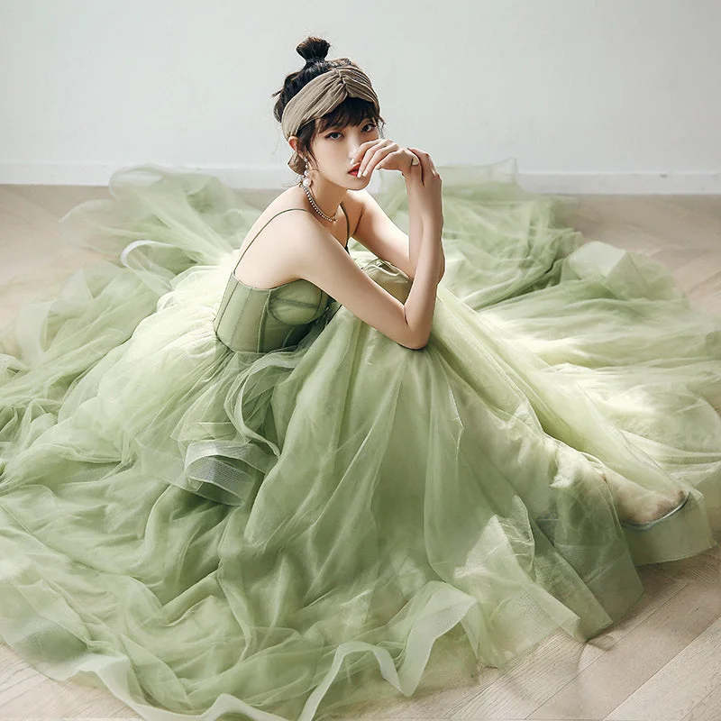 Chic Style, Always In Vogue Effortless Grace Straps sage green ball gown spring formal prom dress S21224