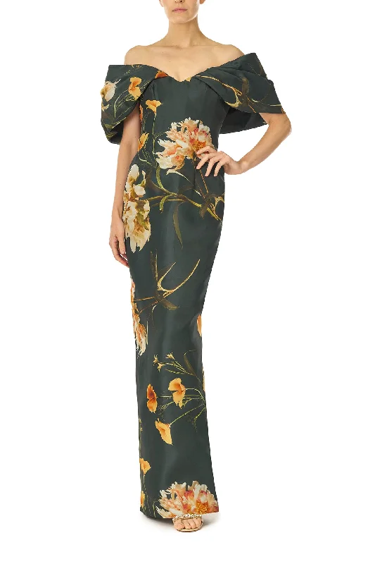 Dive Into Trendy Styles Fashion-Forward Style Off the Shoulder Floral Column Gown