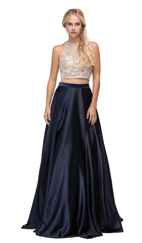 Don't Miss Out Final Clearance Dancing Queen - 9716 Two-Piece Jeweled Bodice Satin A-line Prom Dress