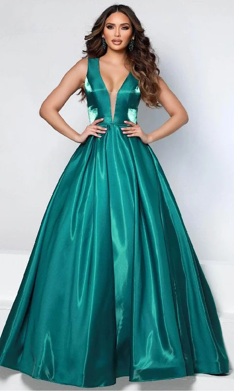 Fashion Forward Everyday Glamour Johnathan Kayne 2550 - Sleeveless V-Neck Satin Ballgown