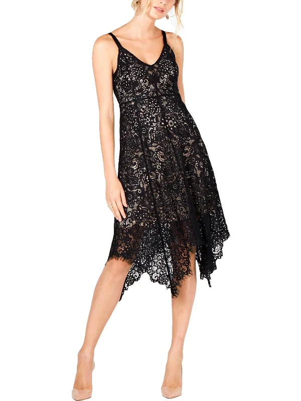 Stylish Looks Effortless Comfort Womens Lace Handkerchief Hem Midi Dress