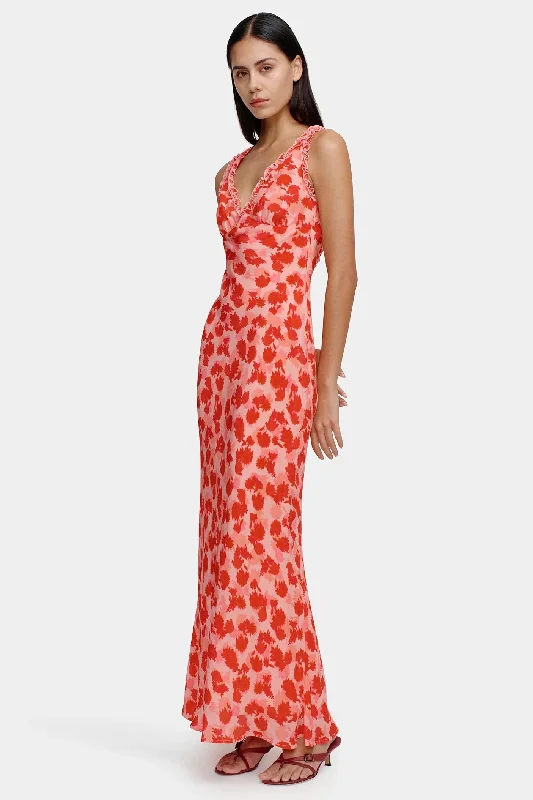 Chic Trend Collection Elevated Style Bella Strawberry Fields Backless Maxi Dress