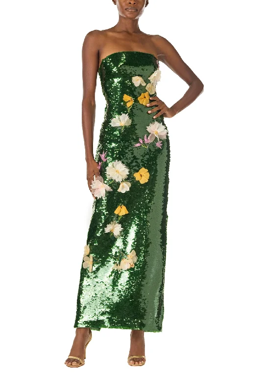 Unleash Your Trend Driven Style Dreamy Draping Floral Sequin Column Gown