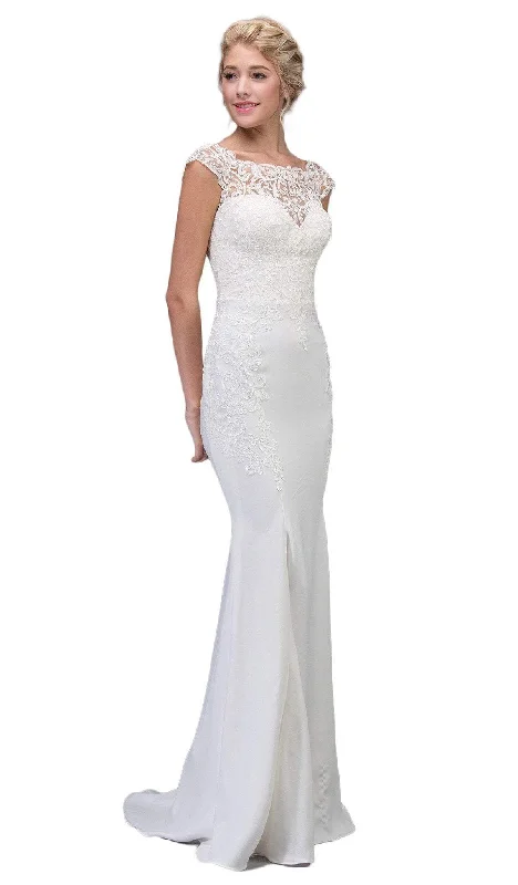 Winter Warehouse Sale Sleek Design Eureka Fashion Bridal - Lace Illusion Bateau Satin Wedding Dress