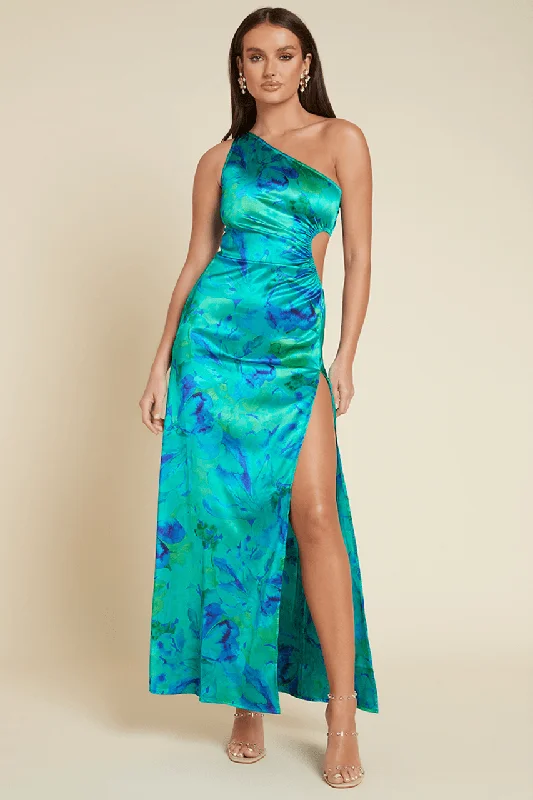 Huge Markdowns Hollywood Glam Award - Show Style Lexa Maxi Dress - Blue Floral