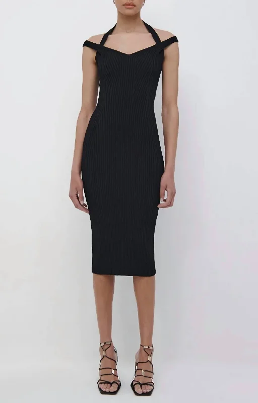 Sophisticated Fashion Urban Sophistication Miriam Midi Dress in Black