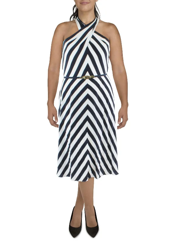 Smart Casual Deals Refined Look Womens Chiffon Striped Midi Dress