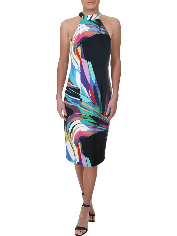 Seasonal Sale Save on Classic Elegant Styles Womens Apron Neck Printed Midi Dress