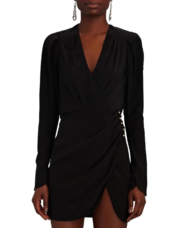 Must-Have Style Discounts Parisian Effortless Chic Style Leilani Stretch Long Sleeve Mini Dress In Black