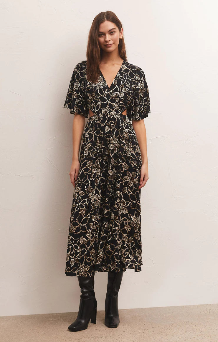 Elegant Style Formal Outfit Iris Batik Floral Midi Dress | Batik