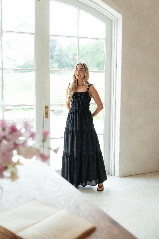 Vintage-Inspired Style Offers Boho - Chic Festival - Ready Style Ione Maxi Dress - Black