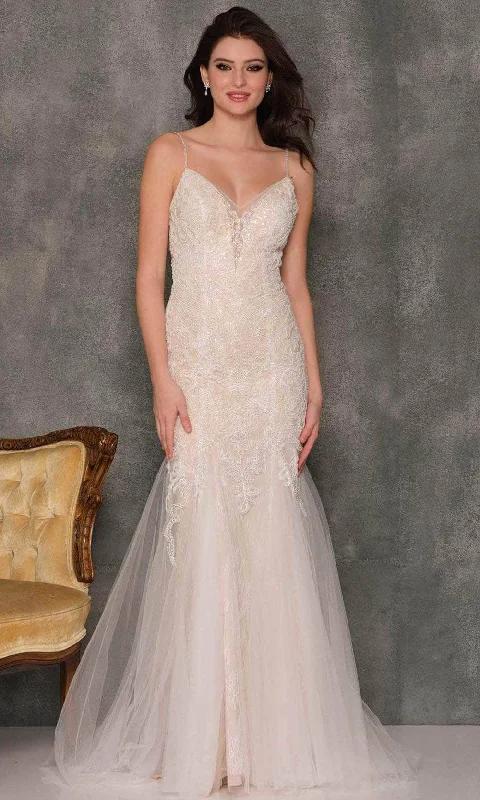 Elegant Fashion Offers Elegant Ensemble Dave & Johnny Bridal A10386 - Laced Embroidered Bodice Bridal Gown