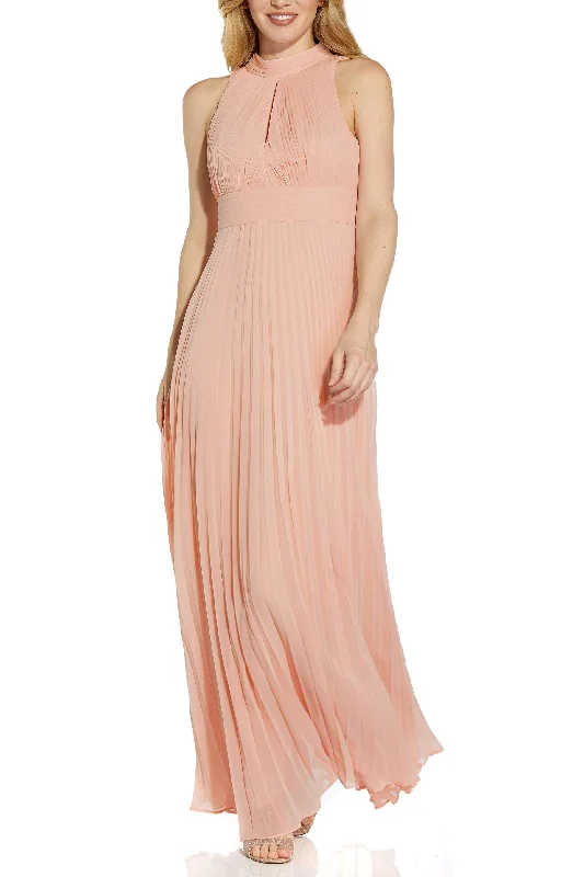 Luxe Style Discounts Chic Urban Fashion Look Adrianna Papell AP1E208859 Sleeveless Ties At Neck Formal Long Chiffon Dress