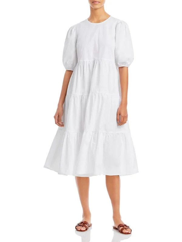 Bid Farewell To The Old Season Feminine Elegance Womens Cotton Calf Midi Dress