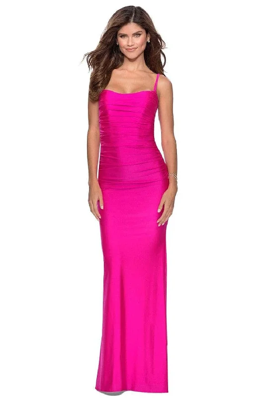 Step Ahead, Lead The Trend Parisian Effortless Chic Style La Femme - Sleeveless Ruched Prom Dress 28398SC - 1 pc Hot Pink In Size 4 Available