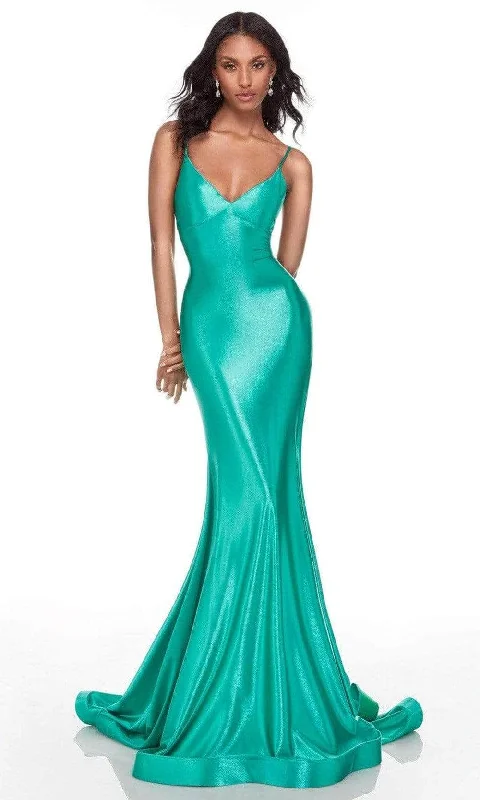 Classic Chic Deals Coastal Beach - Inspired Style Alyce Paris 61169 - V-Neck Satin Mermaid Prom Gown