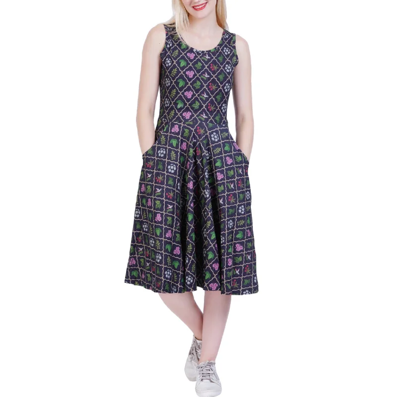 Unbeatable Deals Feminine Soft - Hued Look Poisonous Plants Sleeveless Twirl Dress