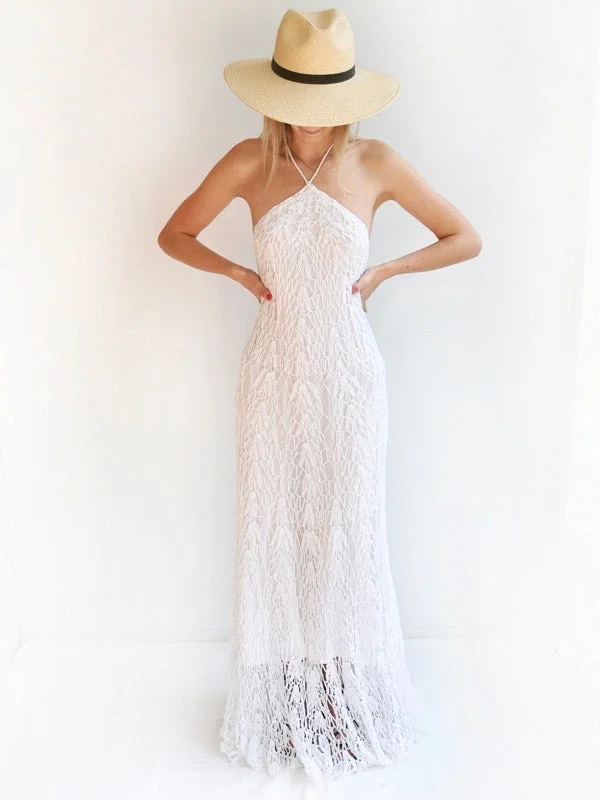 Day-To-Night Styles Lightweight Fabric Crochet Feather Maxi Dress