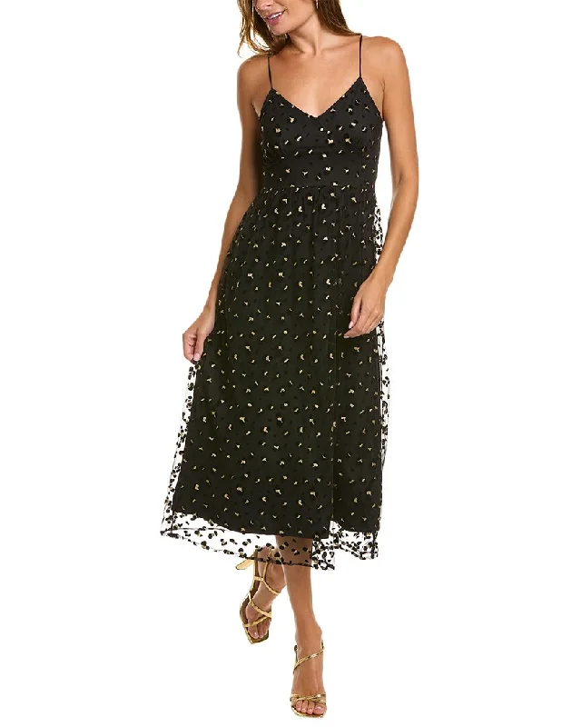 Inspired By You, Designed For You Flowy Fabric BONHEUR D'AMOUR Strappy Mesh Midi Dress