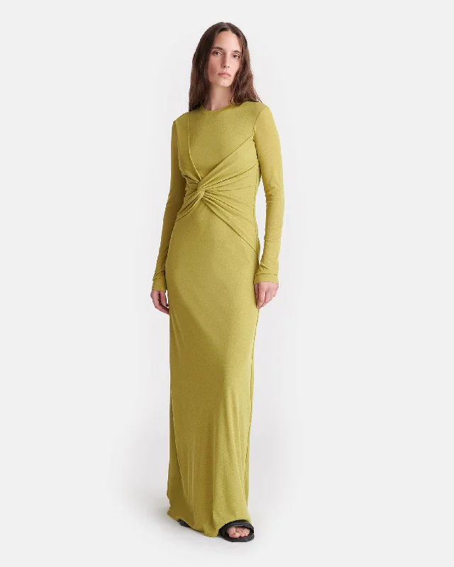 Trendy Looks On Sale Bold Silhouette Rozal - Draped Mesh Jersey Maxi Dress - Pistachio