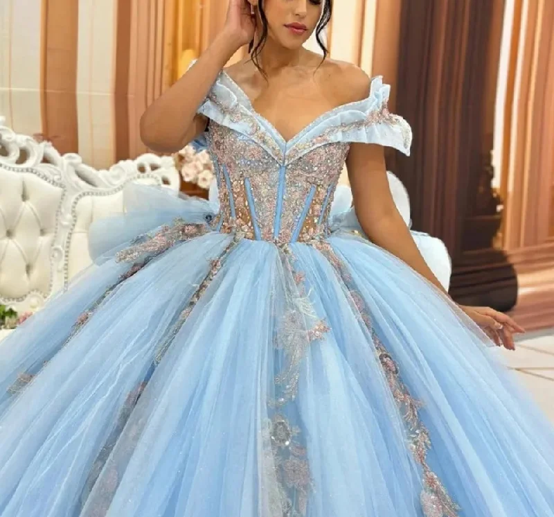 Hot Items Alluring Design Charming Off Shoulder Princess Ball Gown Elegant Quinceanera Dress Classic Appliqué Sequin With Cape Sweet 16 Dress Vestido De