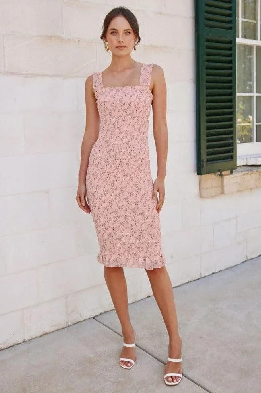 Seasonal Fashion Feminine Soft - Hued Look Mellie Dress - Pink Floral