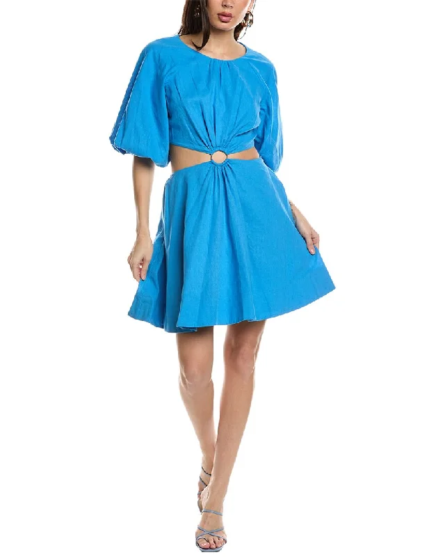 Stylish Looks Coastal Beach - Inspired Style Jason Wu Puff Sleeve Cutout Linen-Blend Mini Dress