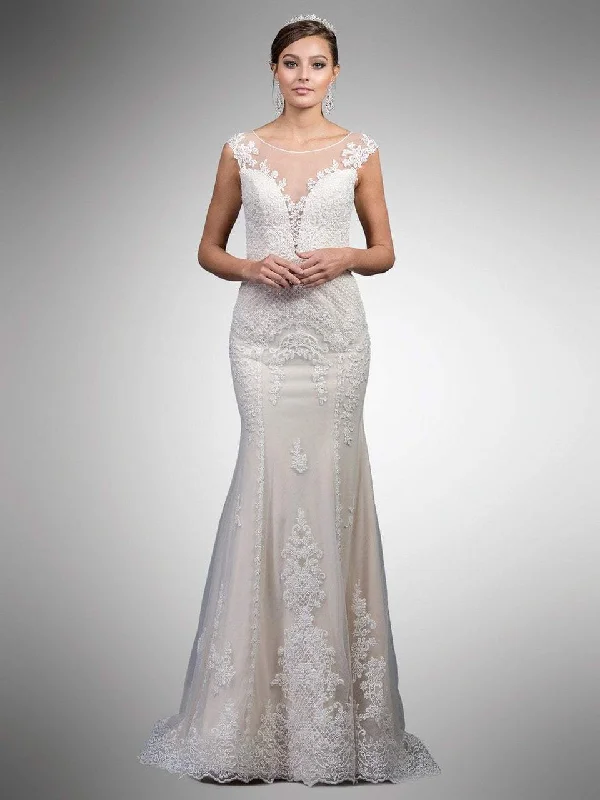 Huge Markdowns Grab Romantic Date - Night Styles Now Dancing Queen Bridal - 18 Floral Lace Illusion Bateau Trumpet Gown