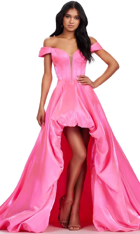 Spring Fashion Flowing Silhouette Ashley Lauren 11641 - Satin High Low Prom Dress