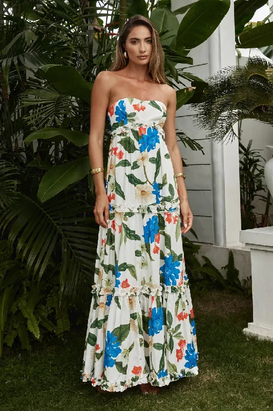 Flash Sale Now Effortless Style Dario Maxi Dress - White Floral