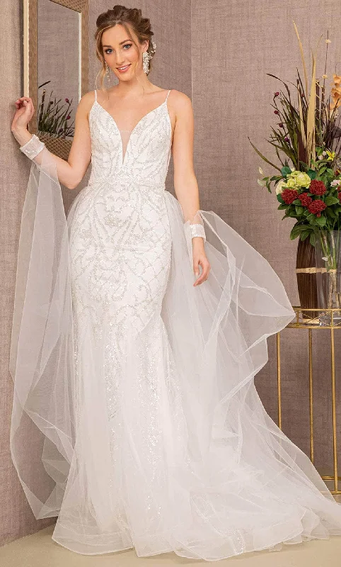 Absurdly Cheap Sale Feminine Soft - Hued Look GLS by Gloria GL3157 - Embellished Tulle Trumpet Gown