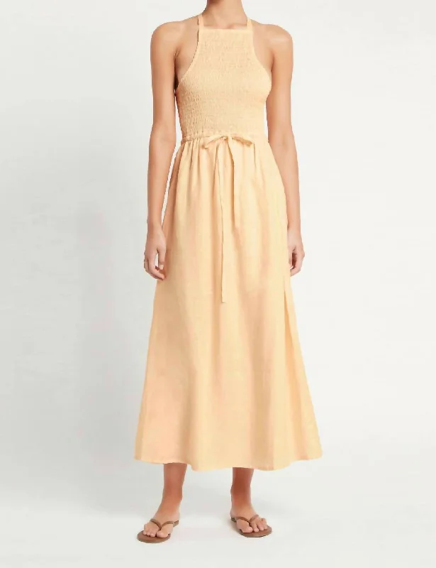 Enjoy Discount Tropical Island - Inspired Attire Valeria Midi Dress in Plain Butter