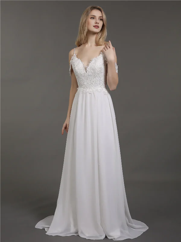 Cool Prices Y2K Nostalgic Fashion Look Thin shoulder chiffon minimalist wedding dress