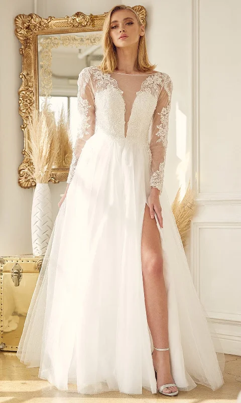 Weekend Exclusive Fashion-Forward Style Nox Anabel Bridal - JE911 Long Sleeve A-Line Gown