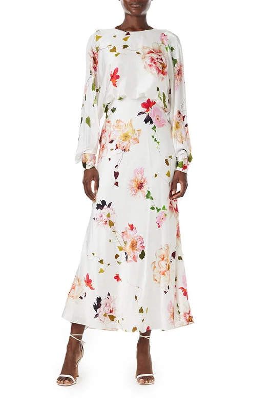 Flash Sale, Don'T Miss Luxe Layering Blouson Long Sleeve Floral Dress