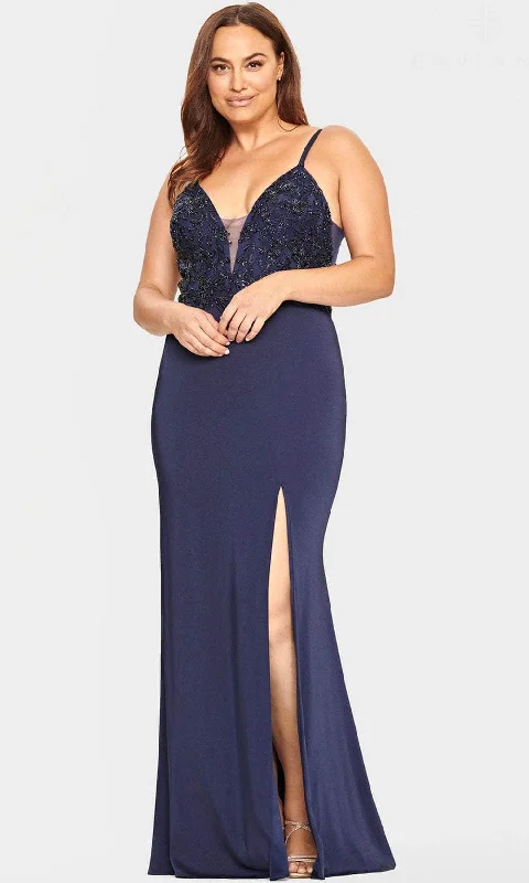 Get The Latest Trends Romantic Detailing Faviana 9536 - Beaded V-Neck Satin Prom Dress