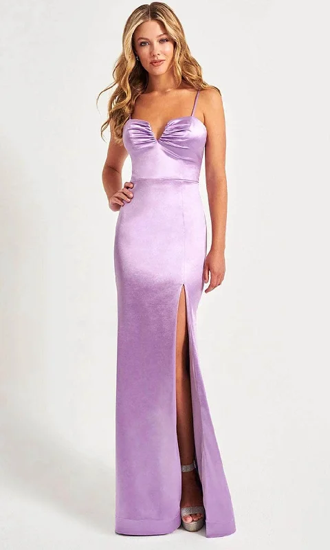 Unleash Your Trendy Side Sleek Design Faviana 11025 - V-Neck Satin Prom Gown