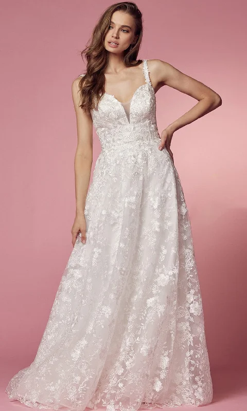 Comfortable Chic Elegant Ensemble Nox Anabel Bridal - JE922 Embroidered A-Line Bridal Gown