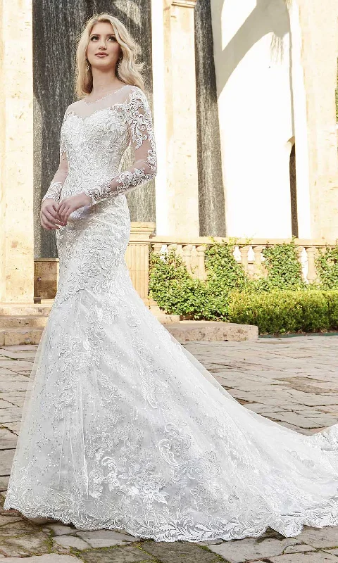 Save Big Romantic Date - Night Ensemble Rachel Allan - Embroidered Illusion Jewel Bridal Gown M792