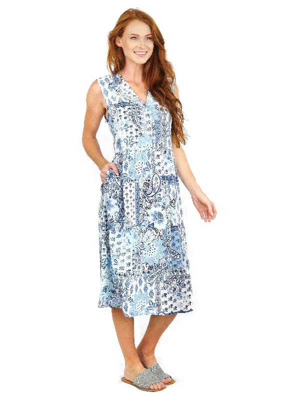 Low Price Special Tropical Island - Inspired Attire La Cera Sleeveless Shirt Collar Rayon Dress