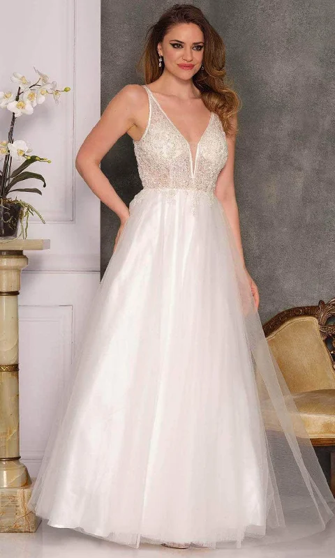 Street Style Discounts Flowy Fabric Dave & Johnny Bridal A10347 - Keyhole Back Bridal Gown