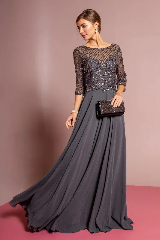 Clearance Event Coastal Beach - Inspired Style Beads Embellished Bodice Chiffon Long Dress Sale