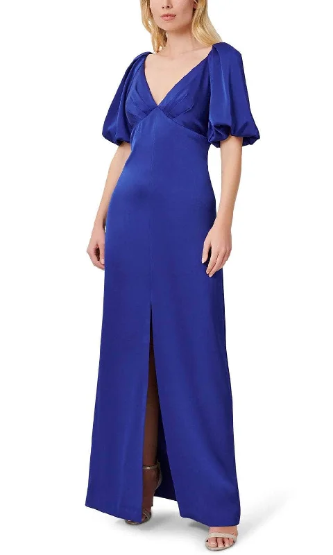 High-End Style Discounts Summer Fashion Aidan Mattox MD1E207009 - Puffed Sleeve Satin Evening Gown