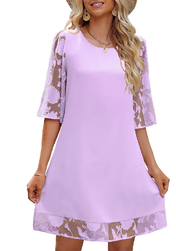 Style Revolution Ethnic Cultural Event Wear 3/4 Sleeve Dress for Women Shift Cute Summer Tunic Floral Lace Dresses