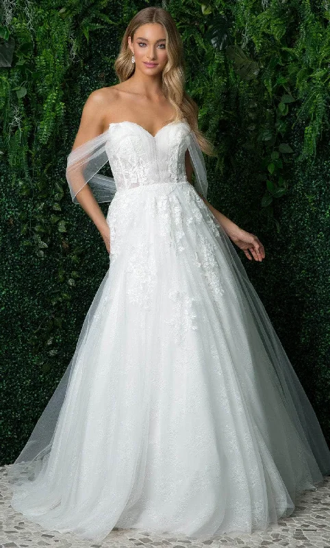 Flash Sale Fever Cottagecore Rustic Charm Style Nox Anabel JE946 - Off Shoulder Bridal Lace Gown